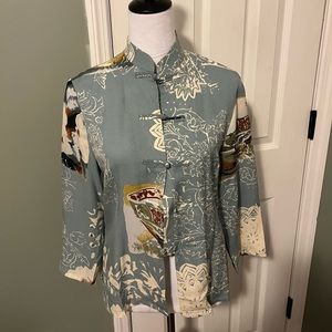 Aris A Silk Asian Kimono Inspired Jacket